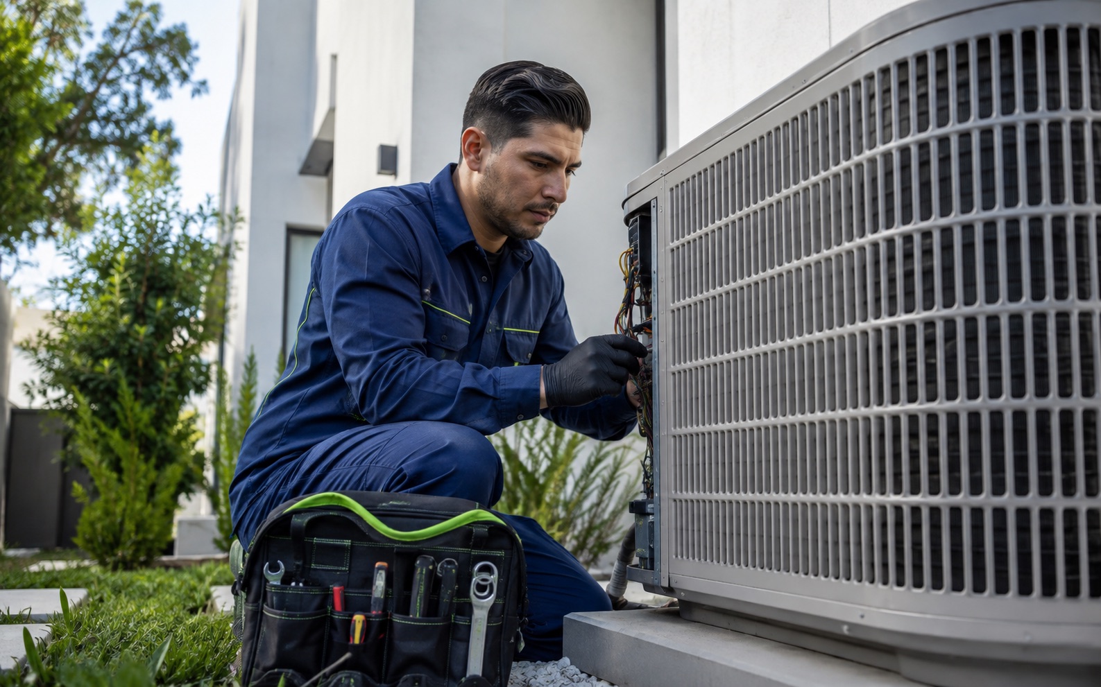 MDC Pro Services technician performing ac maintenance in Irvine