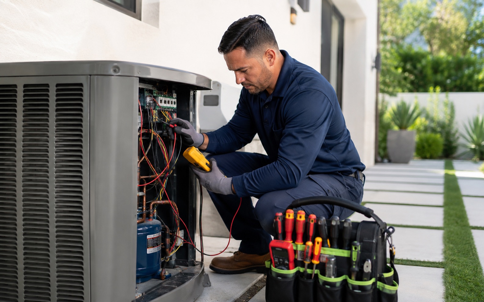 MDC Pro Services technician performing ac repair in Irvine