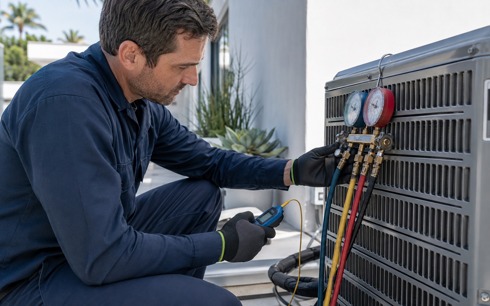 MDC Pro Services technician performing ac tune-up in Irvine