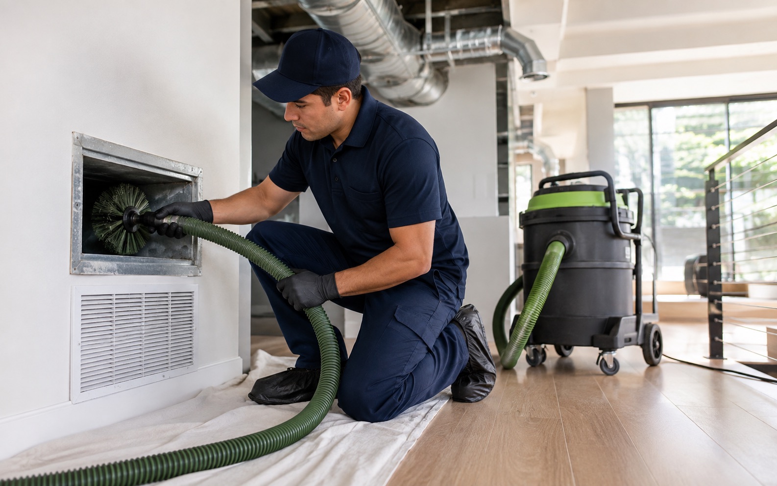 MDC Pro Services technician performing hvac duct cleaning in Irvine