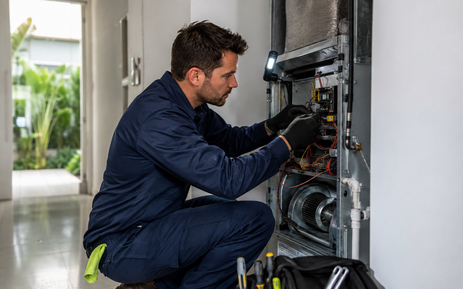 MDC Pro Services technician performing hvac repair in Irvine