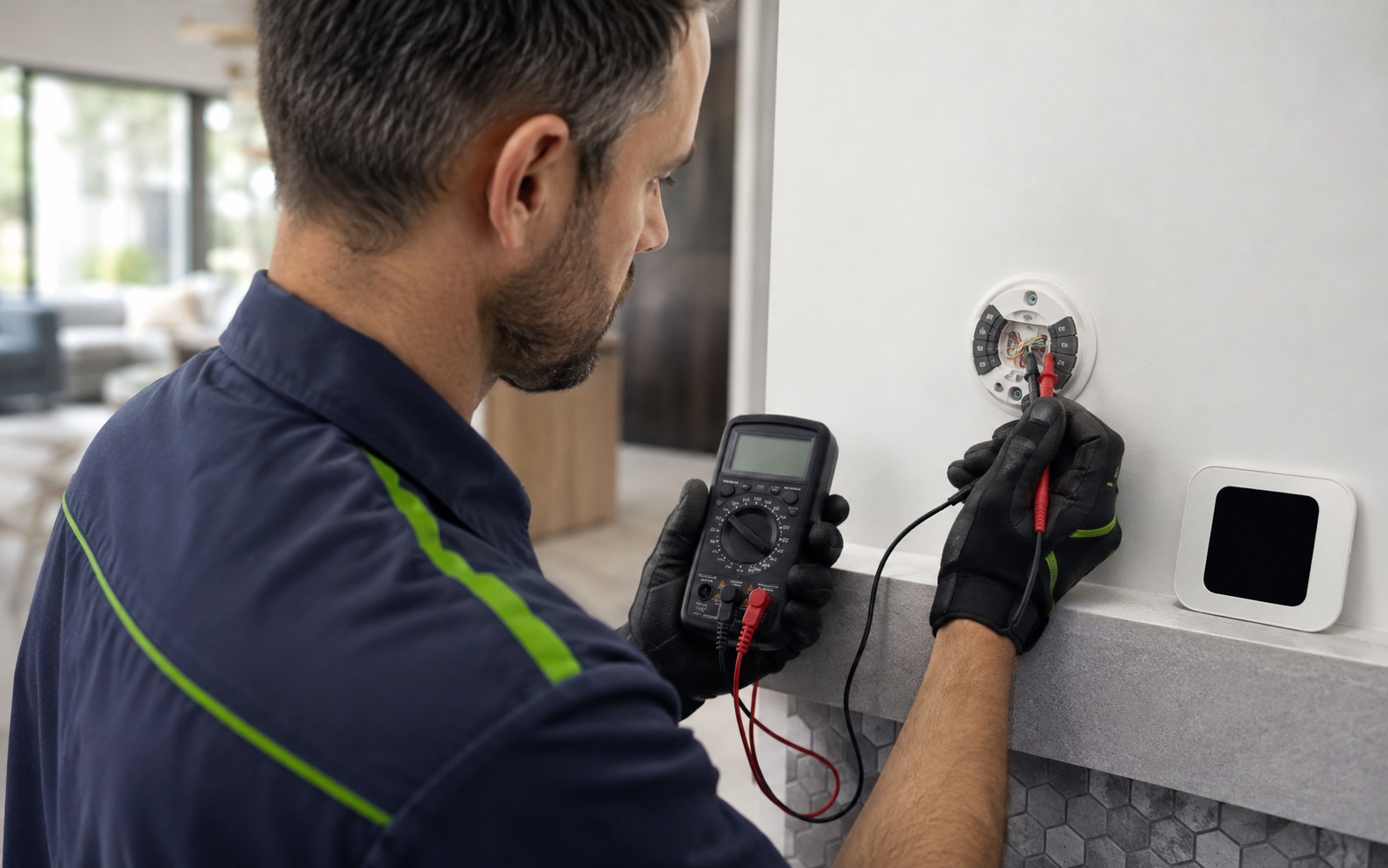 MDC Pro Services technician performing thermostat repair in Irvine