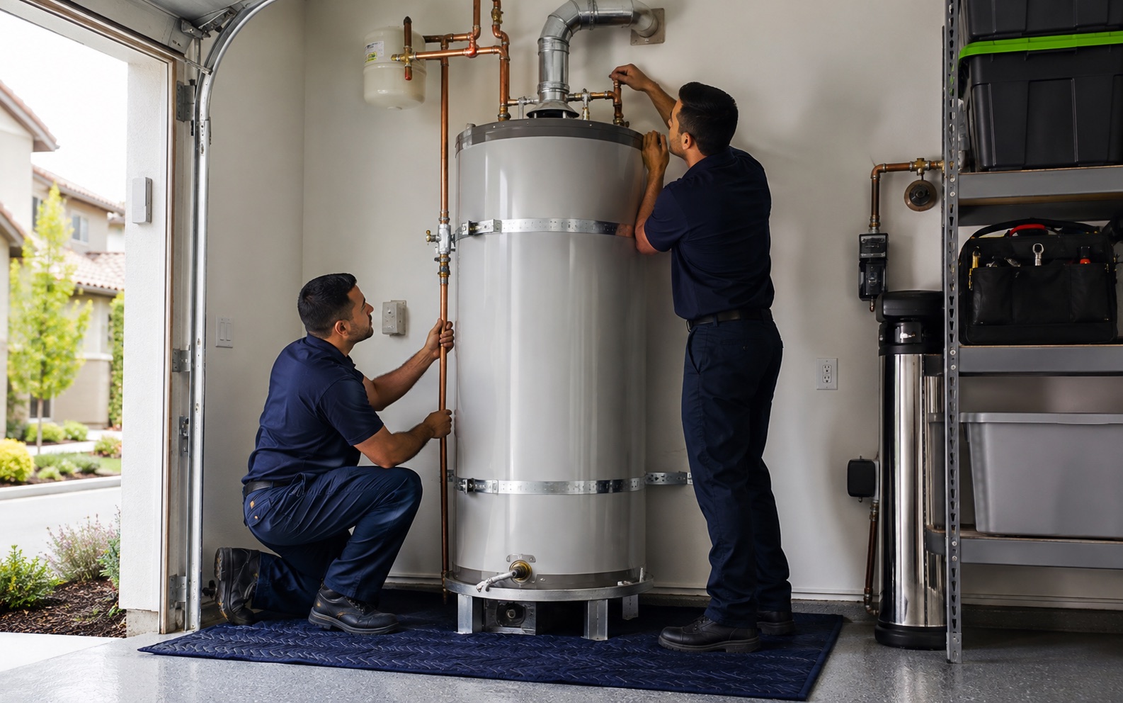 MDC Pro Services technician performing water heater installation in Irvine